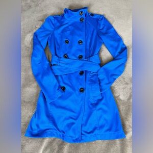 Candie’s XS Blue Double Breasted Belted Trench Peacoat Tie Waist Coat Women’s